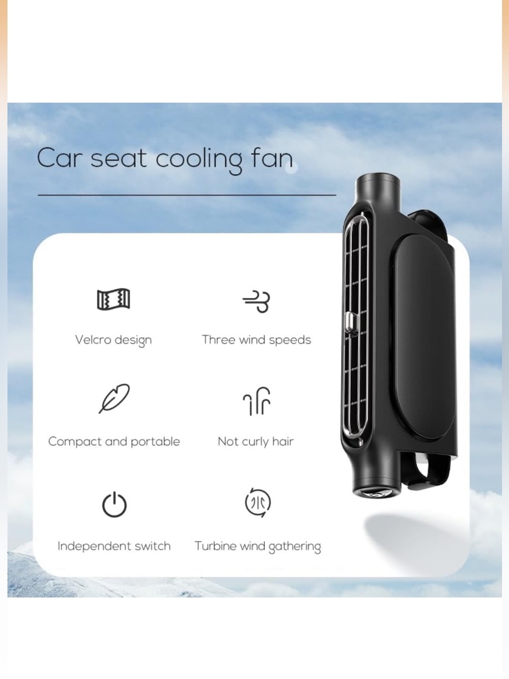 Car Fan for Driver and Passenger's Seat - Mini Portable USB Backseat Cooling - Picture 9 of 9